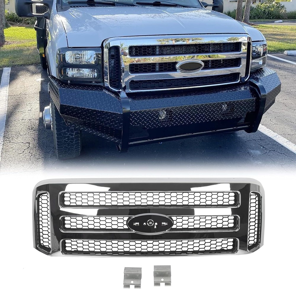 Front Grille Compatible with 1999-2004 Ford Super Duty F-250 F-350 Excursion (Ne