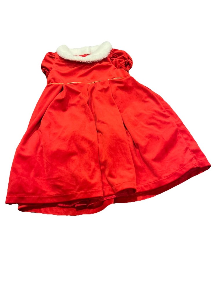 Girls MAX STUDIO Kids Red Velvet Christmas Santa Dress Size 6 Faux Fur Trim
