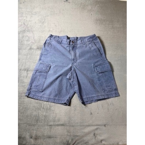 LL Bean Comfort Waist Cargo Shorts Mens 34 Blue Cotton Relaxed Fit 282476