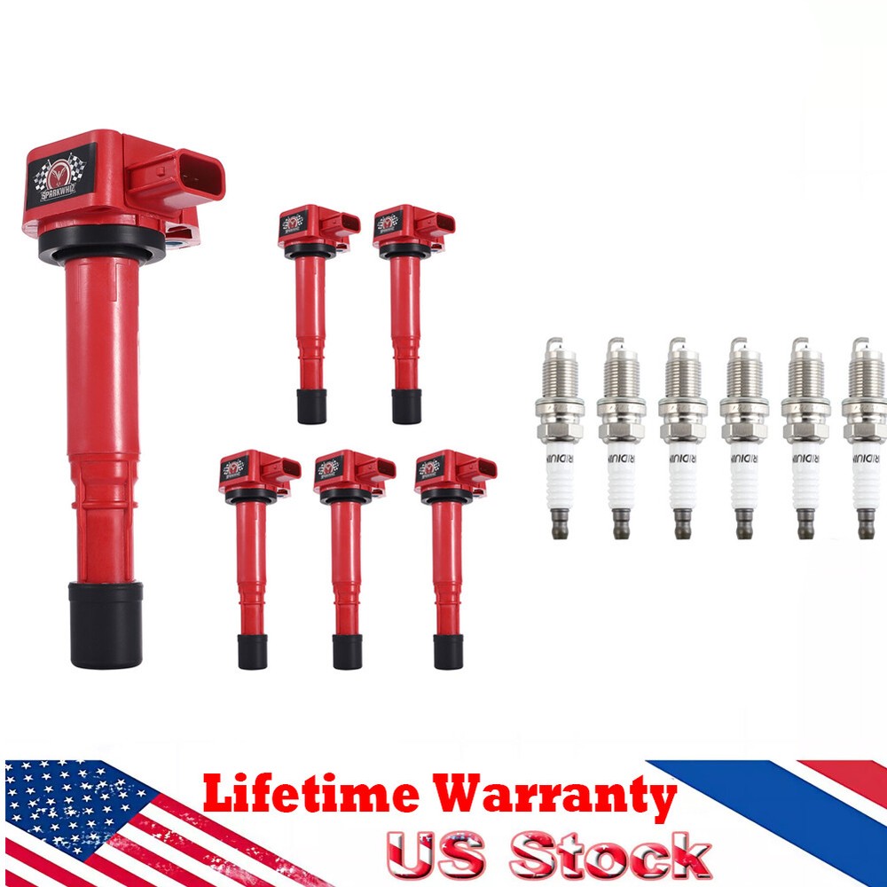 UF242 Ignition Coil Pack and Iridium Spark Plug Set of 6 for Acura CL TL 3.2L V6