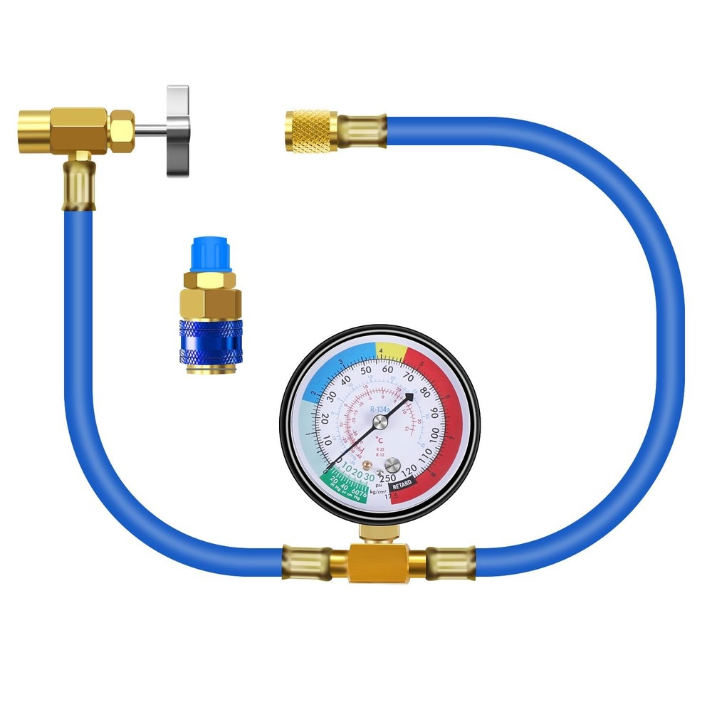 R134a AC Charge Hose with Gauge – Car HVAC Refrigerant Recharge Kit for Auto Air Conditioning-image