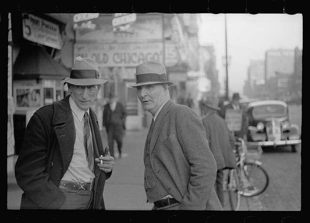 Photo:Omaha Nebraska 1938 Men on Lower Douglas Street Street Scene