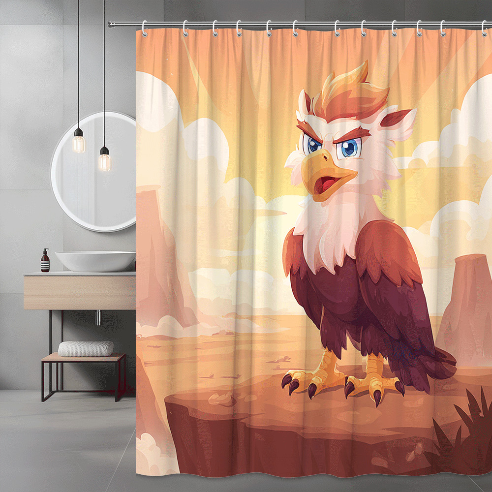 Eagle Cartoon Shower Curtain Desert Sky Graphic