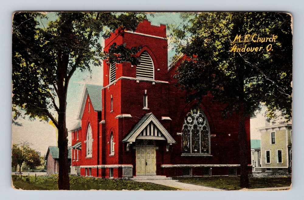 Andover OH-Ohio, Methodist Episcopal Church, Antique Vintage c1912 Postcard