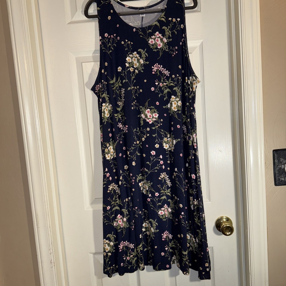 Old Navy Sleeveless Jersey Swing Dress Navy Floral Women’s Plus Size 3X
