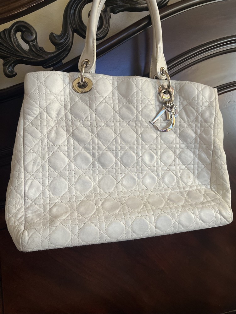 Dior Cannage Leather Tote Bag in Beige