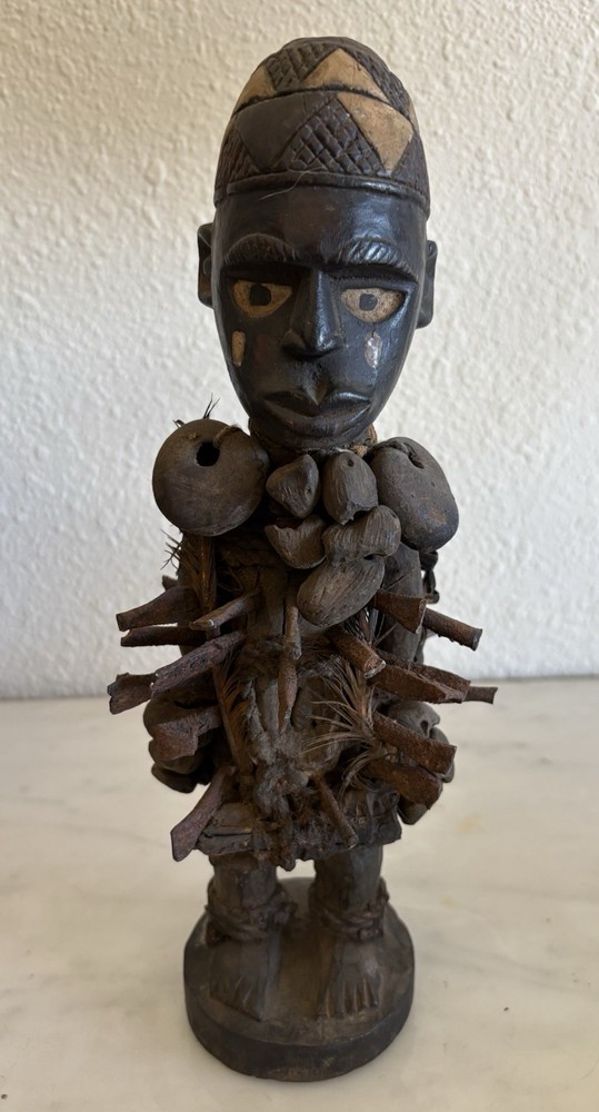Antique African Carved Wood Sculpture 12.5” Tall