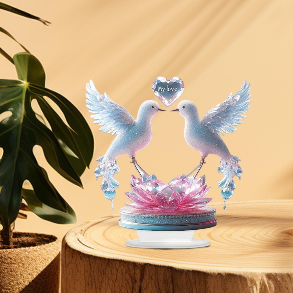 Doves Heart Acrylic Sign Decorative Plaque Valentine's Day Decoration 2D