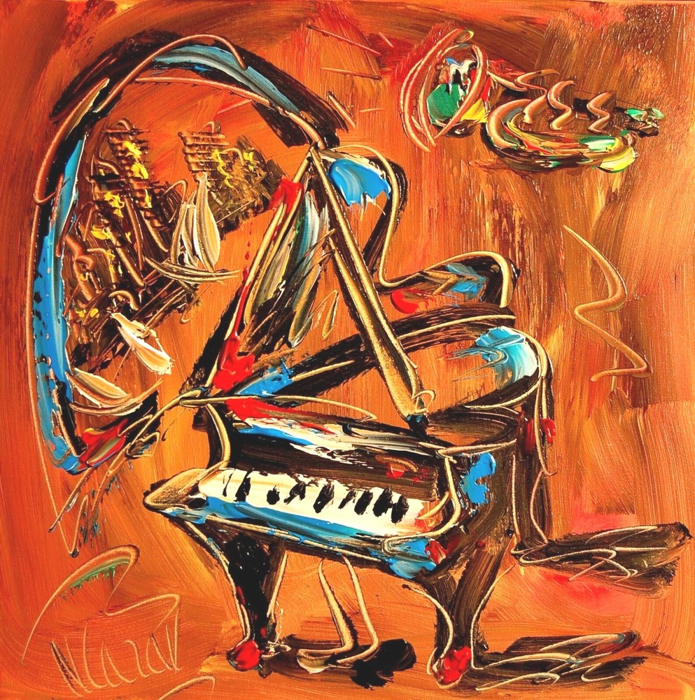 JAZZ MUSIC  impressionist MARK KAZAV  Modern  Original Painting Stretched  NO RS
