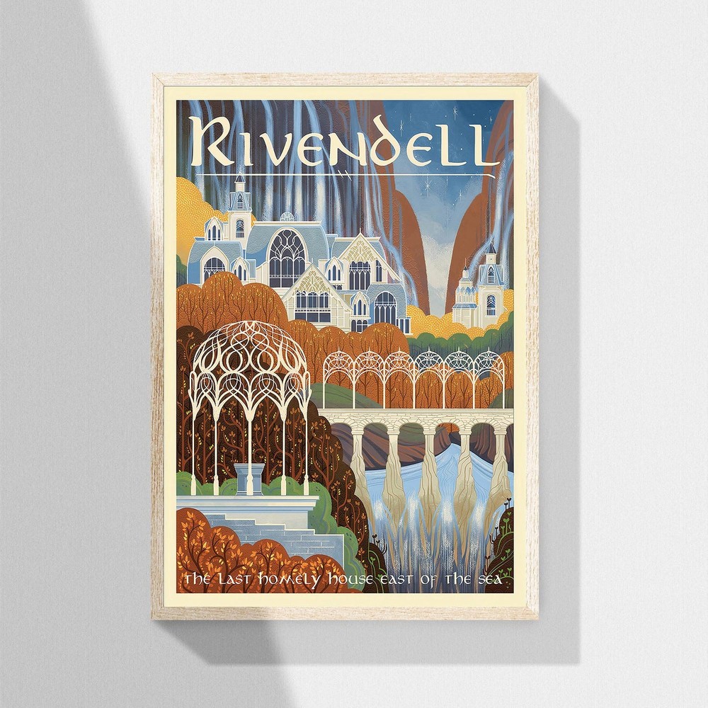 Rivendell Travel Poster Fantasy Rings Wall Art Lord Canvas