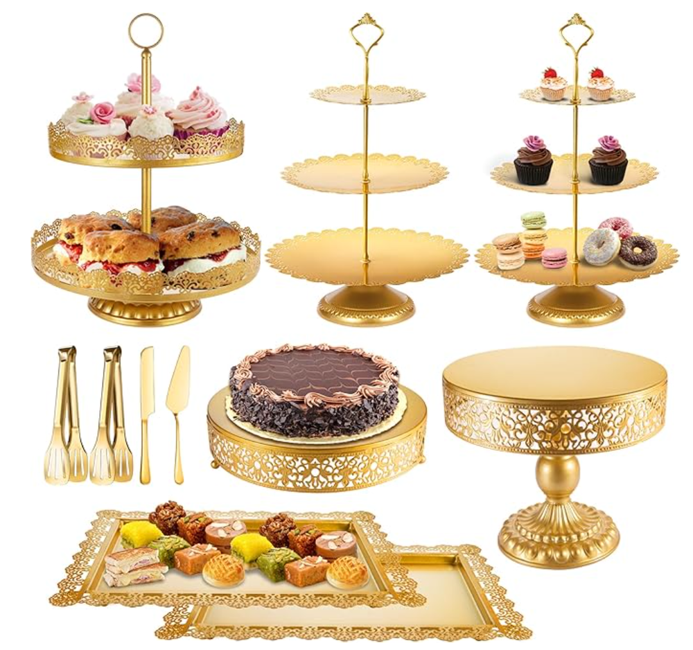 Elegant Gold Tiered Cake Stand for Dessert Display and Cupcake Holder