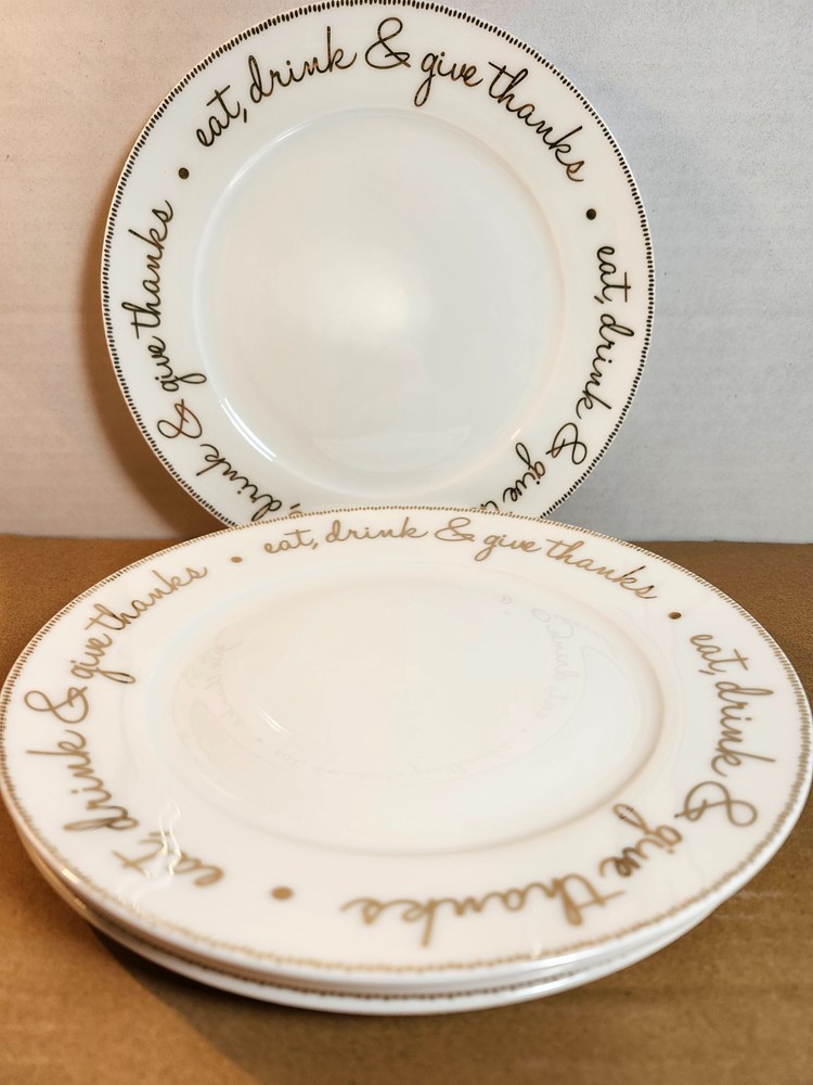 Ciroa ,Eat,Drink, And Give Thanks, Deserts Plates , Made Of Fine Bone China