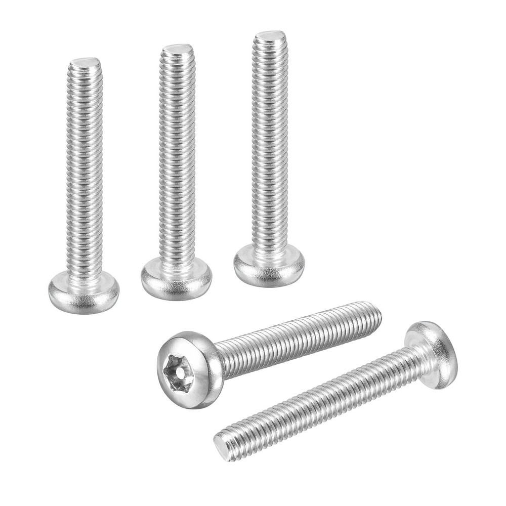 M6x40mm Pan Head Torx Security Screws - 10Pack - Stainless Steel - Silver