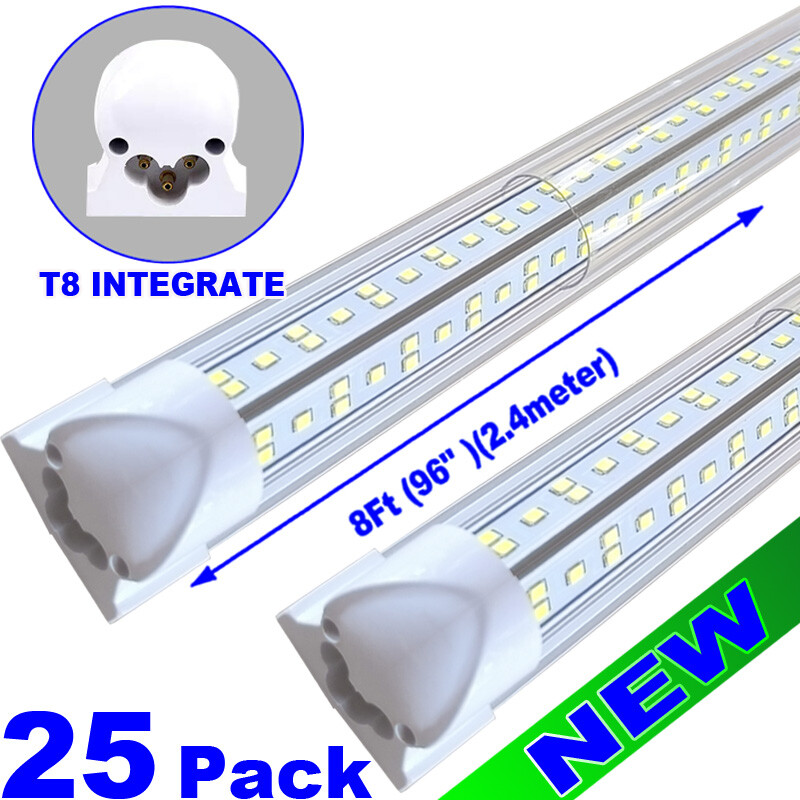 25Pack 8Ft LED Shop Light Fixture,144W 18000 Lumens 6500K Daylight White,V-Shape