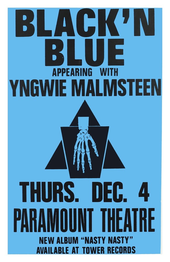 Black 'N Blue Yngwie Malmsteen 1982 Portland Concert Poster 11 X 17 Framed