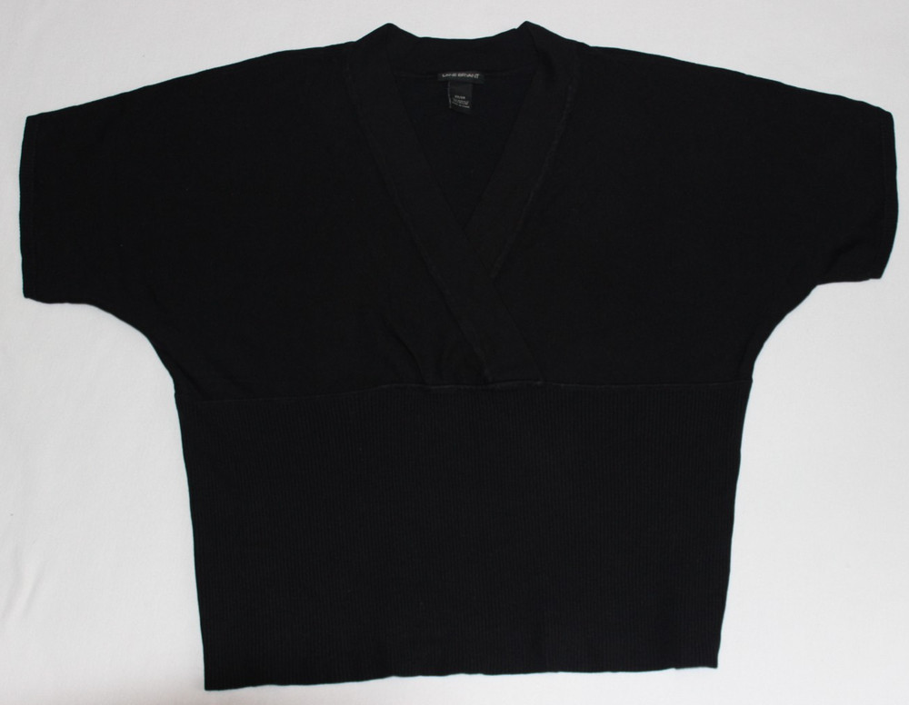 Lane Bryant V-Neck Blouse Women's Size 22/24 Black 3/4 Sleeve Faux Wrap