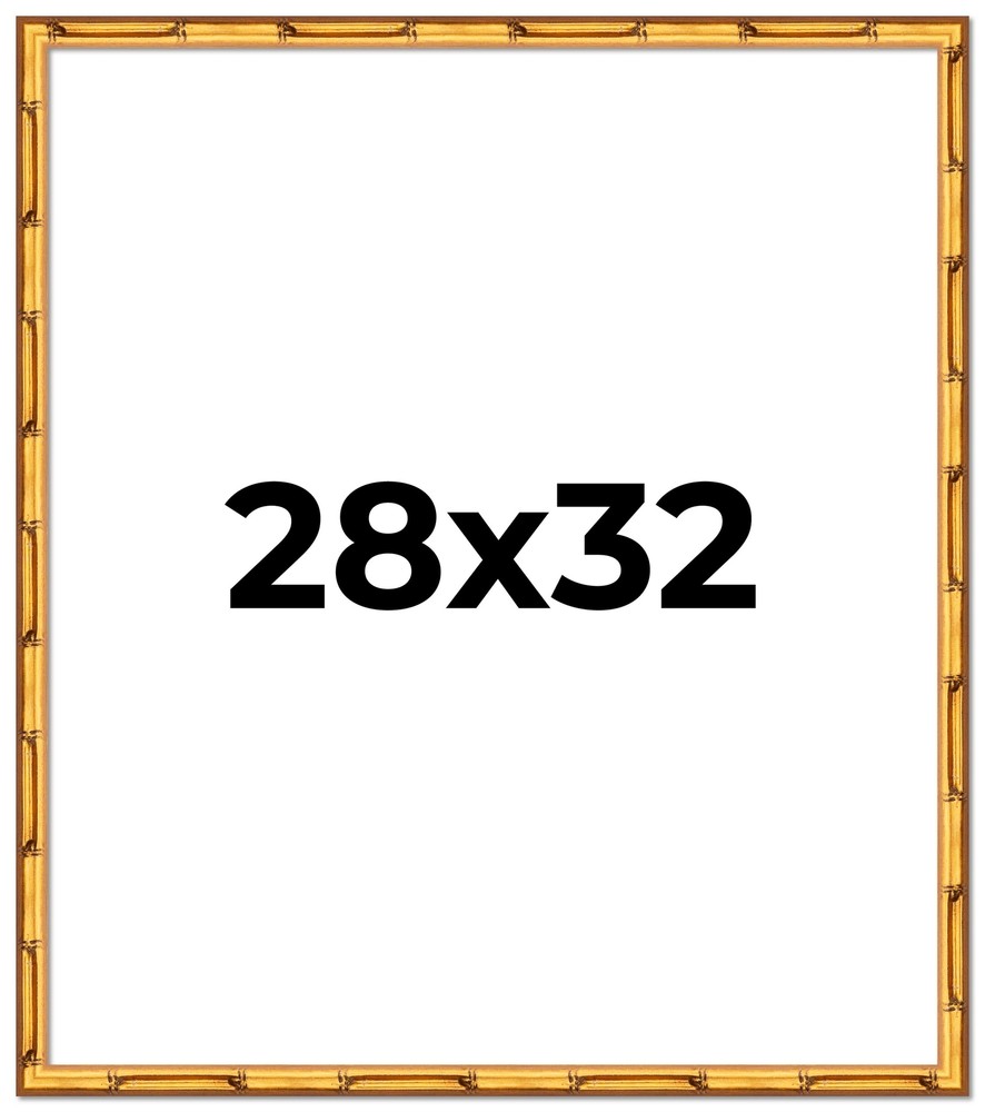 28x32 Frame Gold Bamboo Solid Wood Picture Frame | 1 Inch Moulding Width | Inter