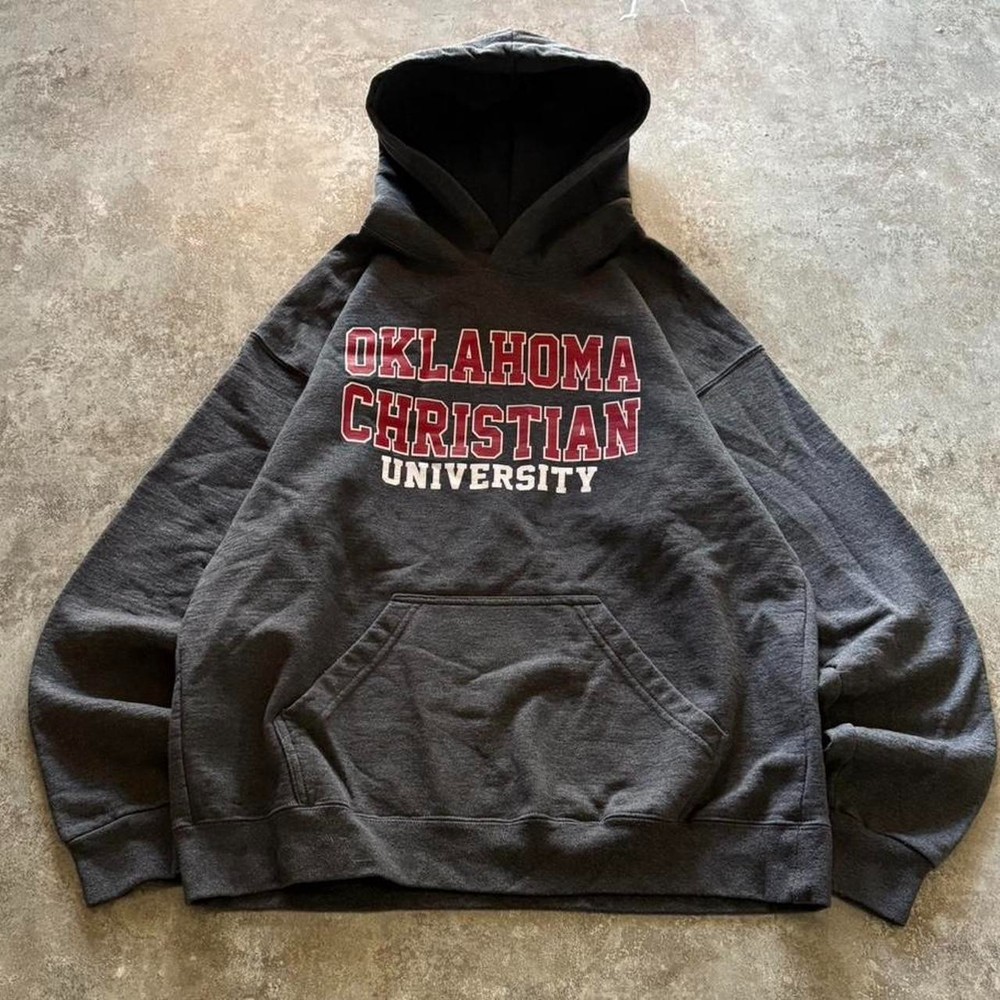 Oklahoma University Spellout Heavyweight Dark Grey Hoodie Gildan S-5XL