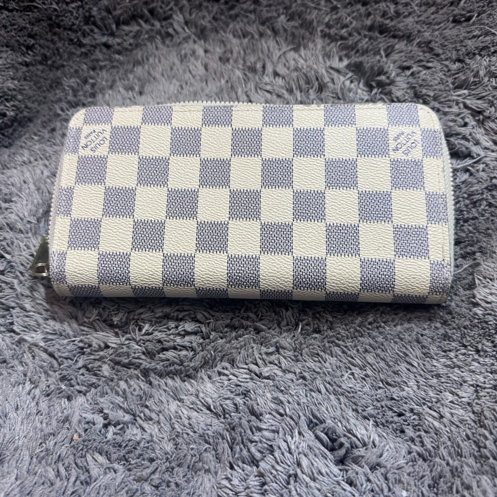 Authentic Louis Vuitton Damier Azur Zippy Zip Around Long Wallet Purse