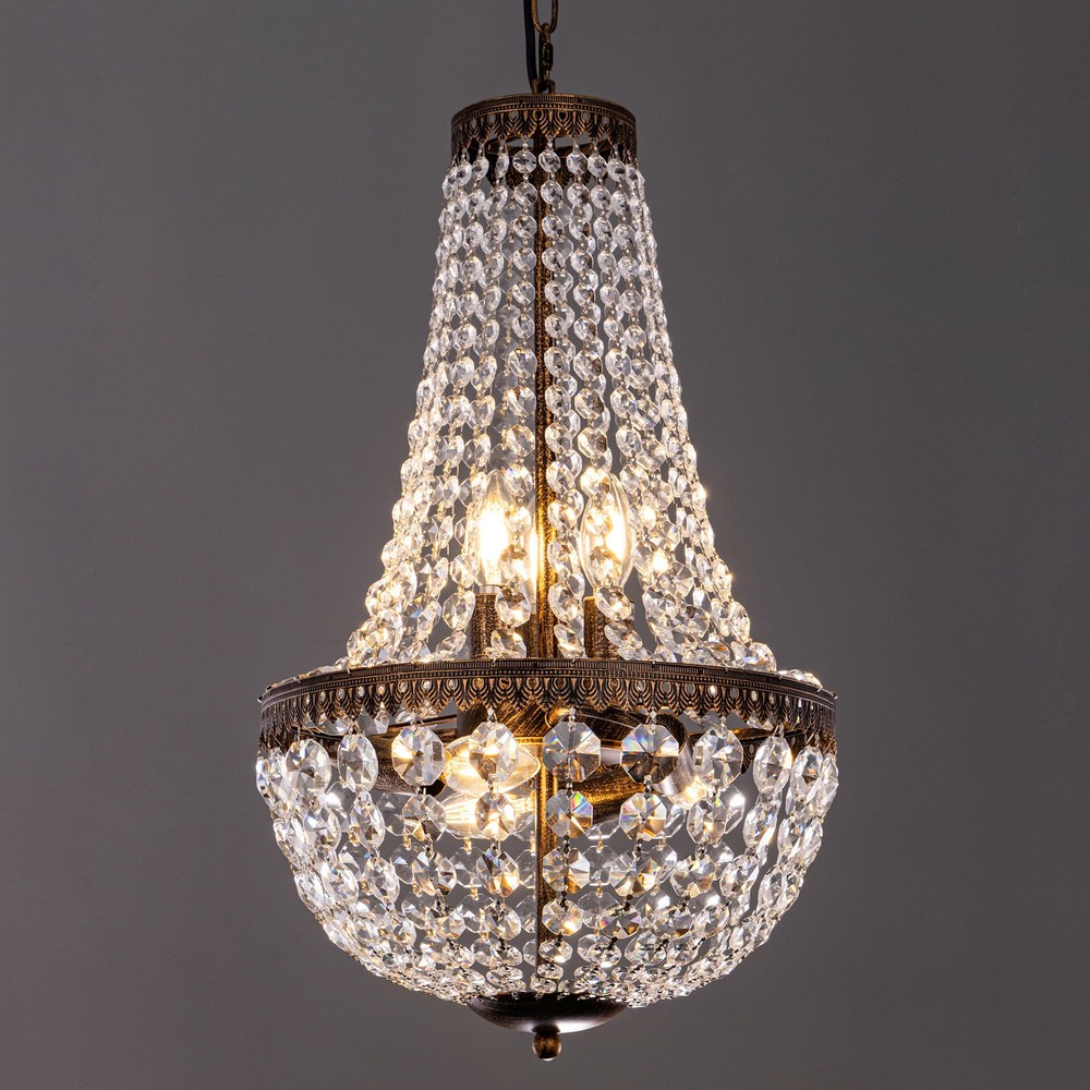 6-Light French Empire Crystal Chandelier with 13-Inch Farmhouse Pendant Design for Elegant Home Lighting