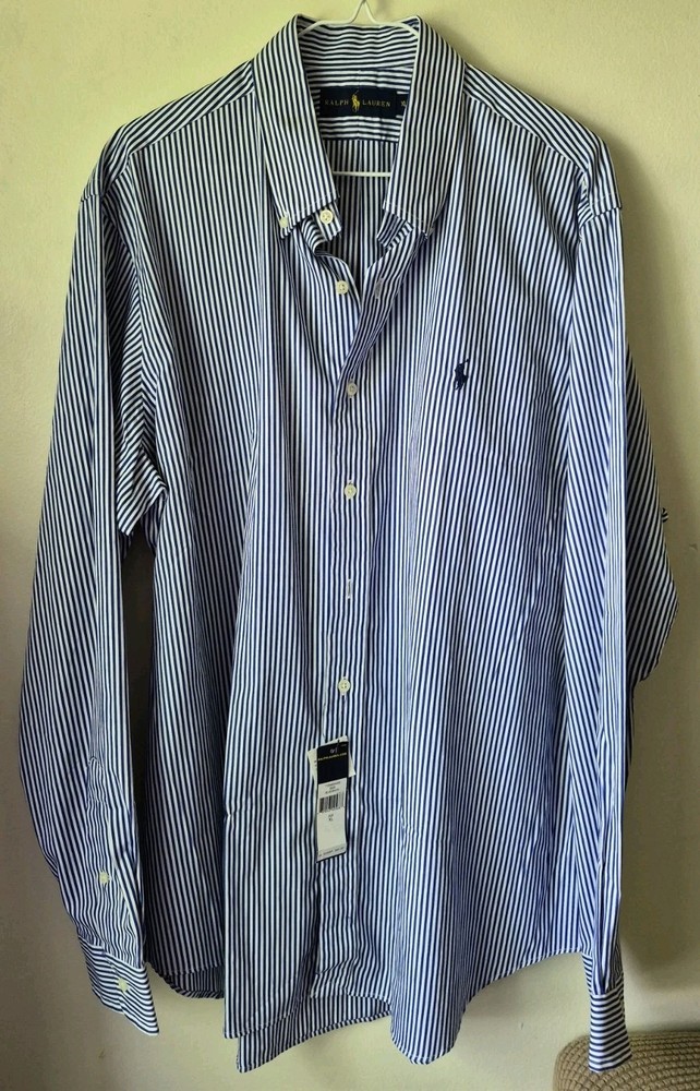 Polo Ralph Lauren Men's Blue/White Striped Button Down Shirt Size XL NWT