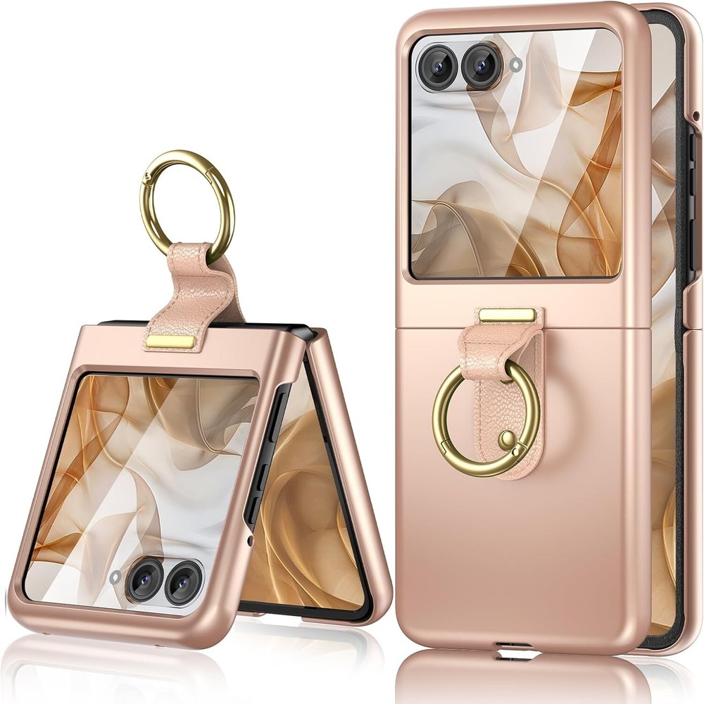For Motorola Razr 2024 Case with Built-in Outer Screen Protector and Ring Holder