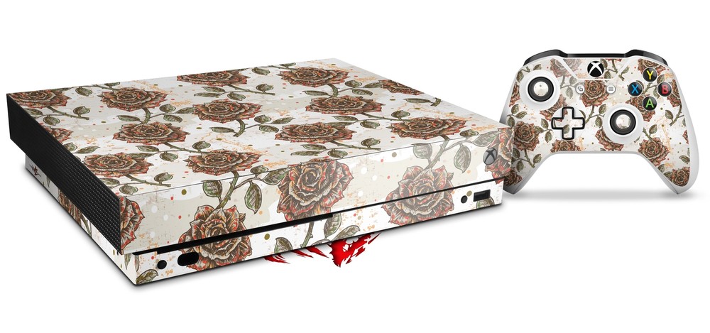 Skin for XBOX One X Console Controller Flowers Pattern Roses 20 Decal