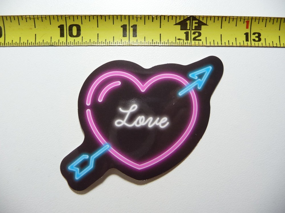 Neon Heart Arrow Cupid Decal Sticker for Laptop Fun Decor