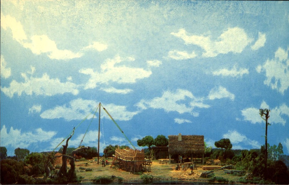 Colonial Shipyard diorama Mariners Museum Newport News Virginia VA ~ 1950s