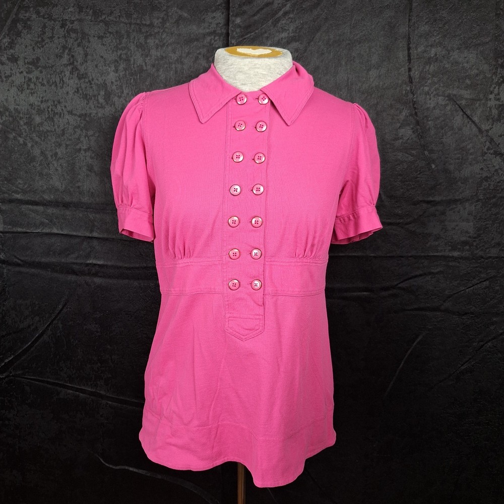 L Marc by Marc Jacob's Fushia Puff Sleeves Double Button 100 Cotton Banded Waist