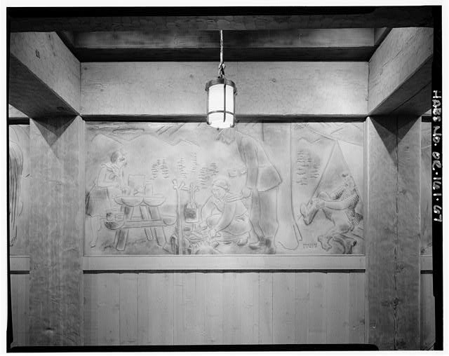 67. Interior view, detail, Head House, ground floor, Barlow Room, carved