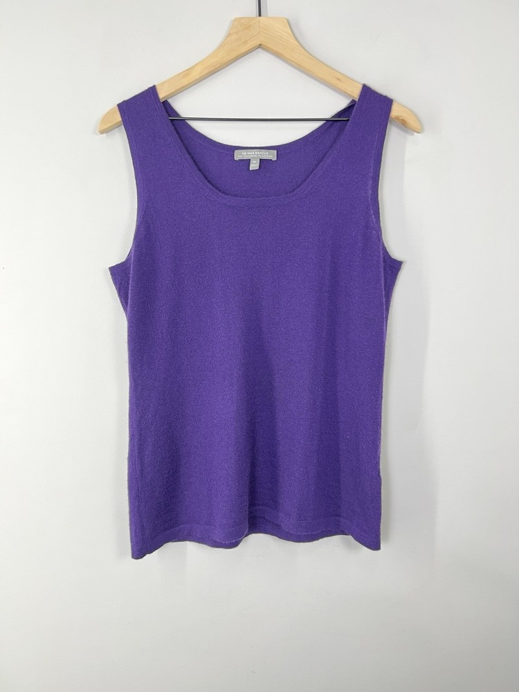 Neiman Marcus 100% Cashmere Tank XL Purple Sleeveless Knit