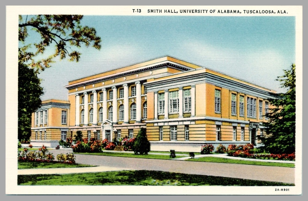 Smith Hall University of Alabama Tuscaloosa Alabama Linen 1932 Vintage Postcard