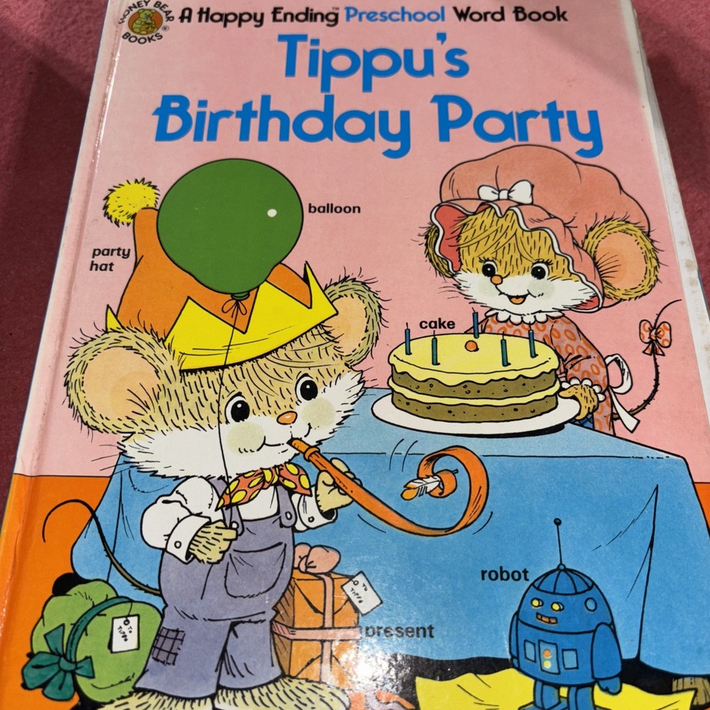 Vtg Tippu’s Birthday Party 1987 Happy Ending Preschool Word Book Board Pages