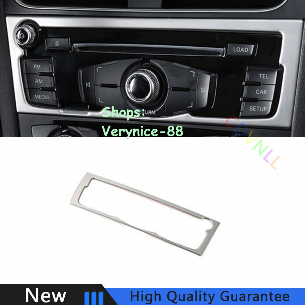Ajuste para Audi A4 A5 2009-2016 consola de acero plateado botón CD marco de control moldura