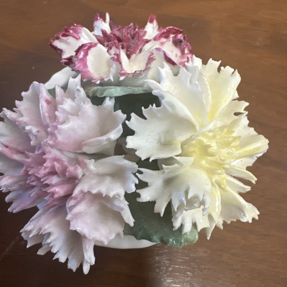 Crown Staffordshire Beautiful English Bone China Potted Flower Bouquet 2 3/4