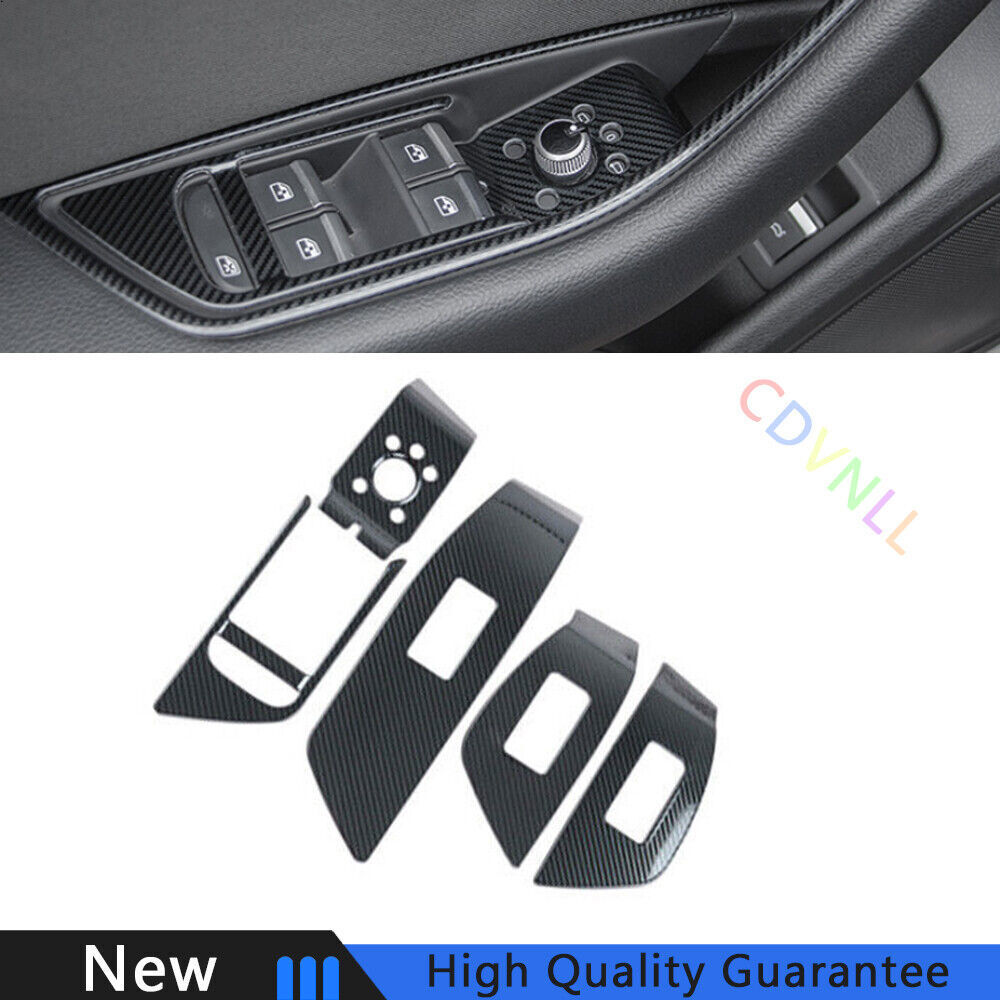 For Audi A4 A5 2017-2021 Steel Carbon Fiber Window Lock Lift Panel Frame Trim 4*