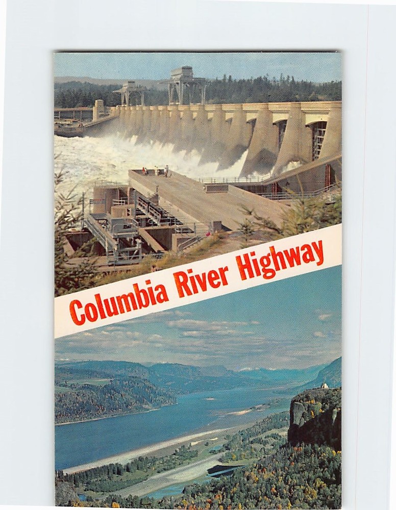 Postcard Bonneville Dam & Columbia River Portland Oregon USA