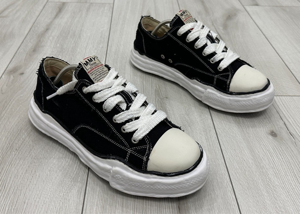 Maison Mihara Yasuhiro MMY Black White Canvas Lace-Up Men's Sneakers Size 42