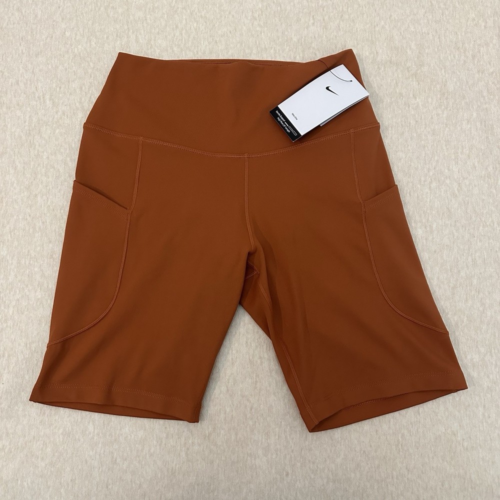 Nike One Dri-Fit Biker Shorts Women's Size M Orange Mid Rise FZ6758-825 NWT