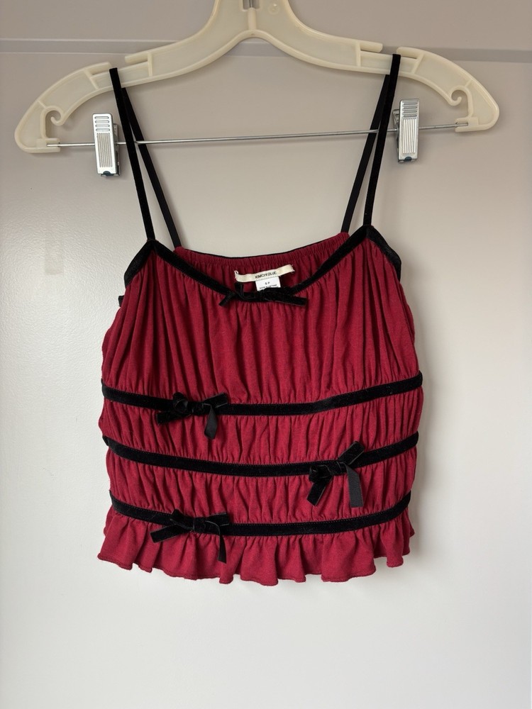 Red and Black Bow Tank Top Blue Kimchi Urban Outfitters Size S