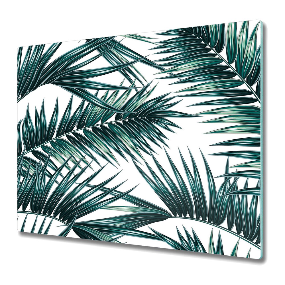 Glass Chopping Board Worktop Saver Tropical Palm Leaves Palm Leaf Green 60x52