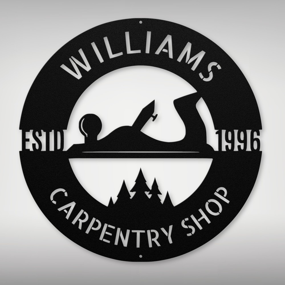 Personalized Carpentry Metal Sign Custom Woodworking Decor Home Office Gift Idea