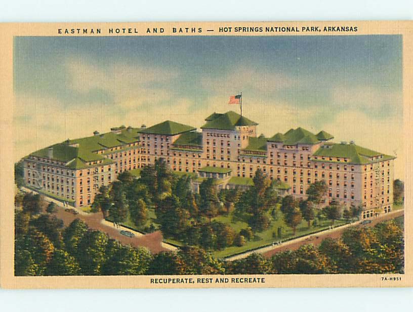 Unused Linen EASTMAN HOTEL Hot Springs National Park Arkansas AR 60k cards u7638