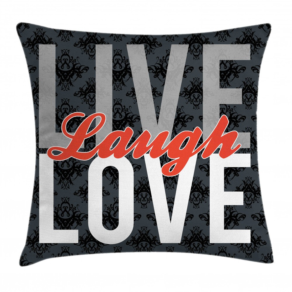 Antique Damask Live Laugh Love Square Pillow Cover 18 Inches