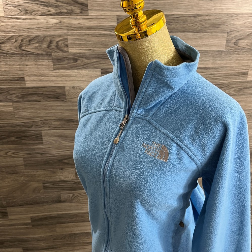THE NORTH FACE Embroidered Logo Full Zip Blue Fleece Jacket Women's Size Medium