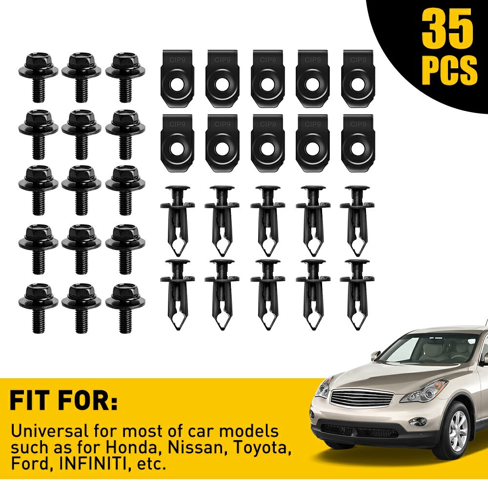 for Ford Truck Body Bolts & U-nut Clips - M6 35pcs Engine Cover Undertray Screws