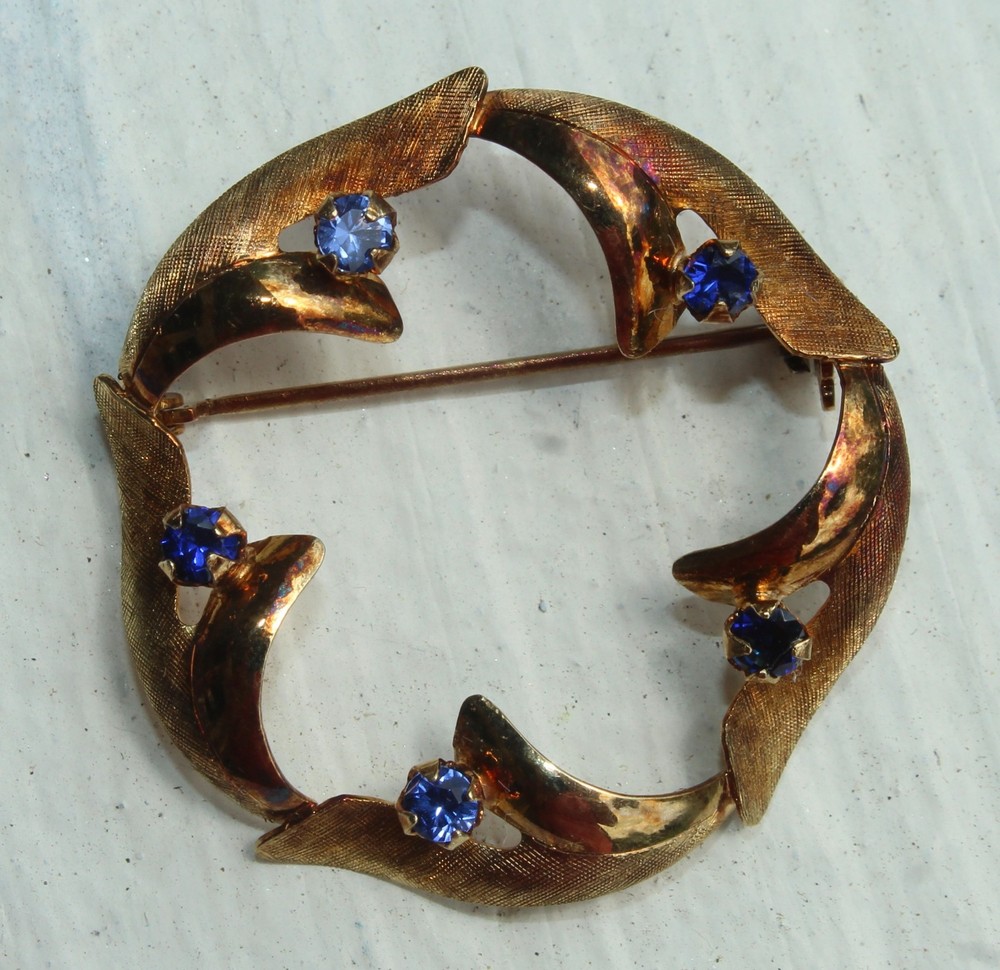 ESTATE JEWELRY 14K Gold SAPPHIRES Pin ITALY 3g Lot AH