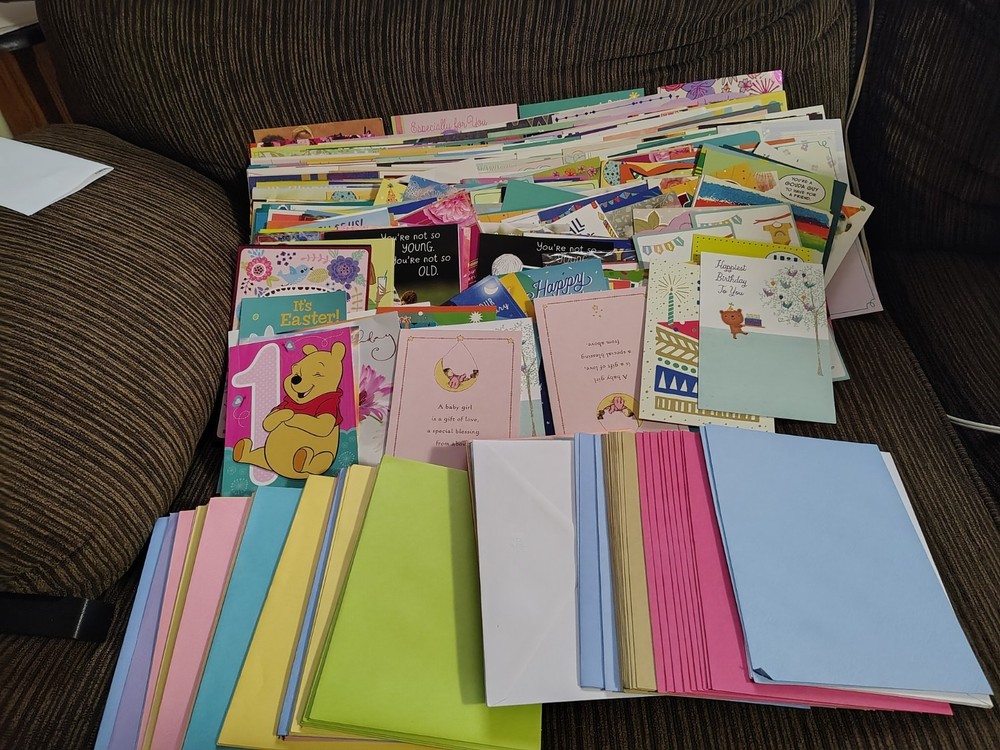 Lot Of Over 200 Mixed Greeting Cards With Matching Envelopes