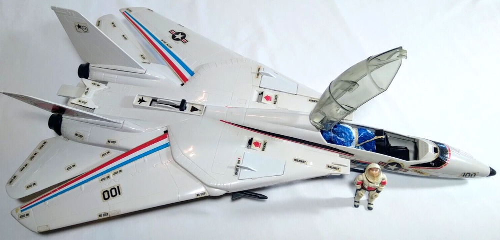 Vintage 1983 GI Joe Skystriker XP14F Jet with Ace Figure Helmet Parachute ARAH-image
